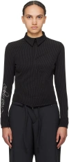 Ottolinger Black Zip Shirt In Black Pinstripe