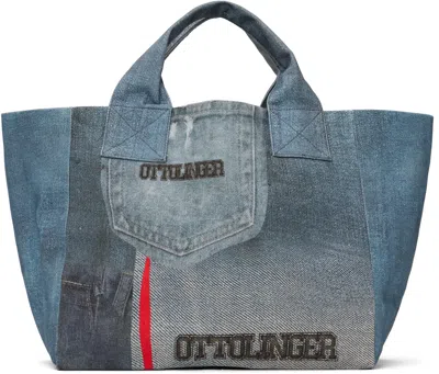 Ottolinger Blue Demin Maxi Tote In Denim Print