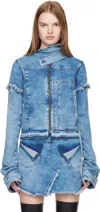 Ottolinger Blue Drape Collar Denim Jacket In Blue