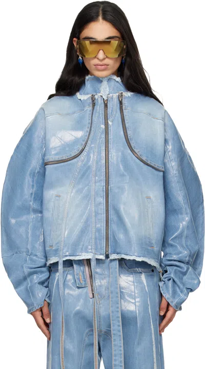 Ottolinger Blue Glazed Denim Zip Jacket
