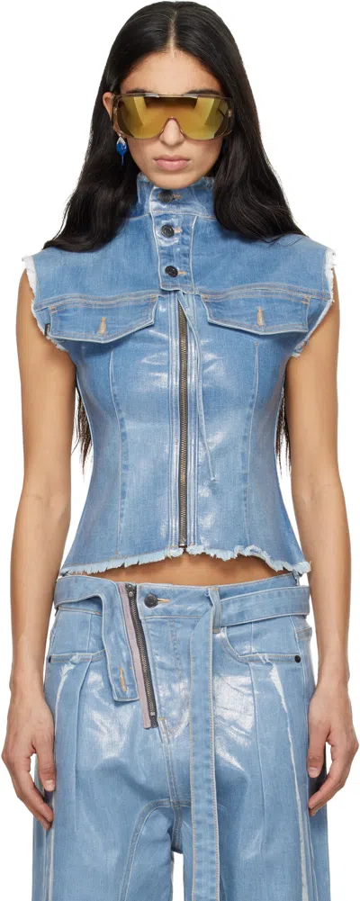 Ottolinger Blue Glazed Denim Zip Top
