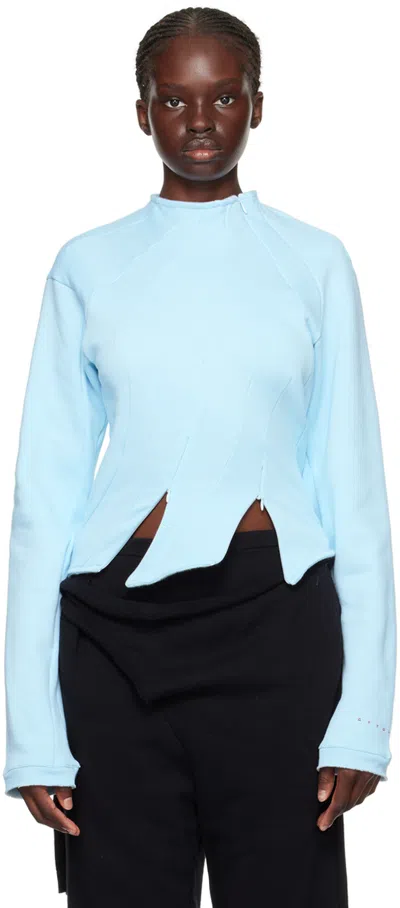 Ottolinger Blue Mutliline Sweatshirt In Ice Blue