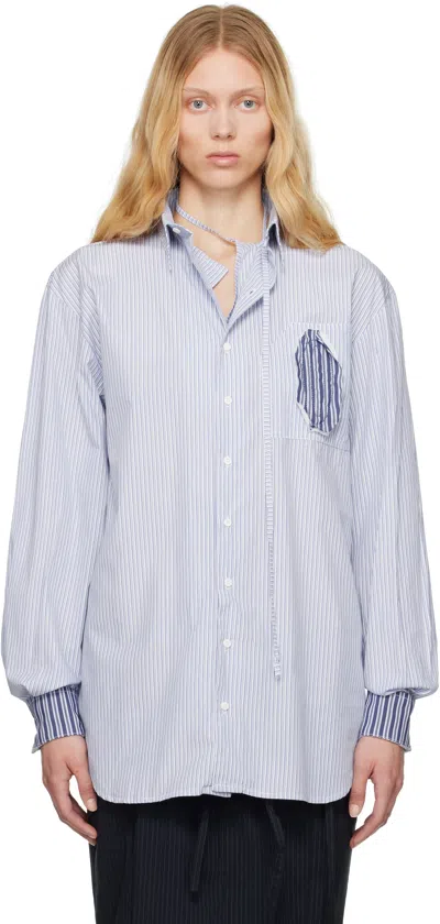 Ottolinger Blue Oversized Shirt In Blue And White