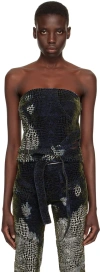 Ottolinger Blue Pattern Denim Tank Top In Velvet Print