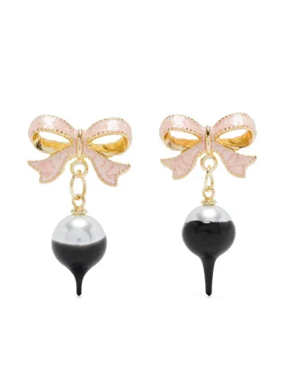 Ottolinger Bow Pearl Earrings In Gold