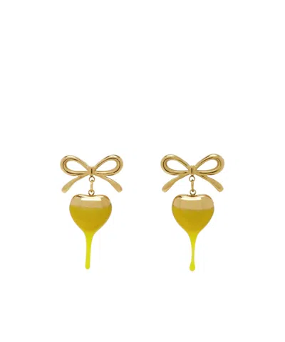 Ottolinger Dipped Bow Heart Earrings In Gold