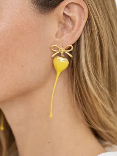 Ottolinger Bow-detail Heart-drop Earrings In Yellow