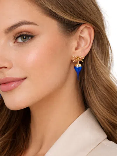 Ottolinger Bow-heart With Rubberized Varnish Drop Earrings In Gold