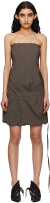 Ottolinger Brown Deconstructed Minidress In Brown Pinstripe