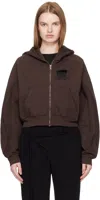 Ottolinger Brown Distressed Multiline Zip Hoodie In Brown