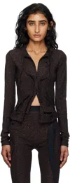 Ottolinger Double-closure Ribbed Cardigan In Brown