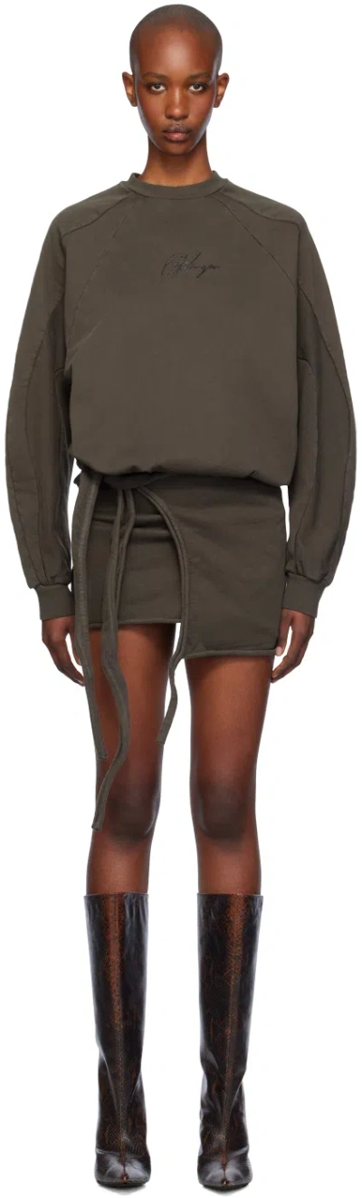 Ottolinger Brown Drape Jersey Minidress In Dark Brown Wash