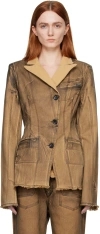Ottolinger Brown Peaked Denim Blazer In Brown/black Paint Br
