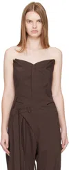 Ottolinger Brown Suiting Bustier Top In Brown