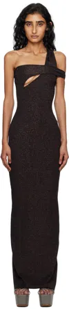 Ottolinger Brown Twisted Rib Maxi Dress In Gray