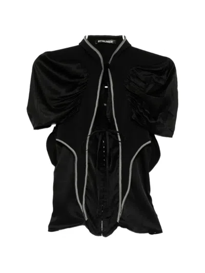 Ottolinger Contrast-trim Gathered-sleeve Top In Black