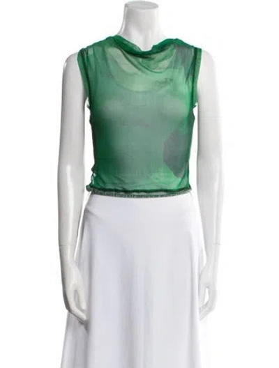 Pre-owned Ottolinger Cowl Neck Sleeveless Crop Top In Green