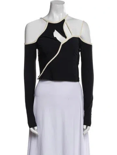 Pre-owned Ottolinger Crew Neck Long Sleeve Crop Top In Blue