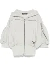 Ottolinger Cropped Hoodie With Short Puff Sleeves And Artistic Graphics In Grey