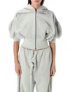 Ottolinger Cropped Hoodie With Short Puff Sleeves And Artistic Graphics