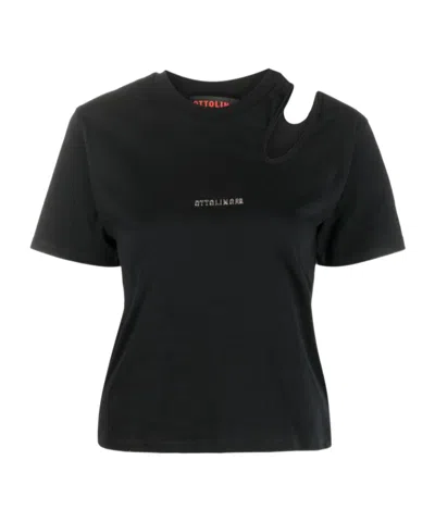 Ottolinger Cut-out Detail Organic Cotton T-shirt In Black