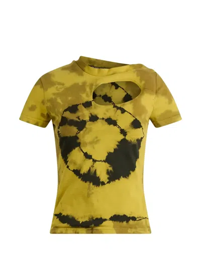 Ottolinger Cut-out Printed T-shirt In Yellow