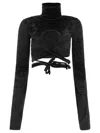 Ottolinger Cut-out Velvet Crop Top In Black