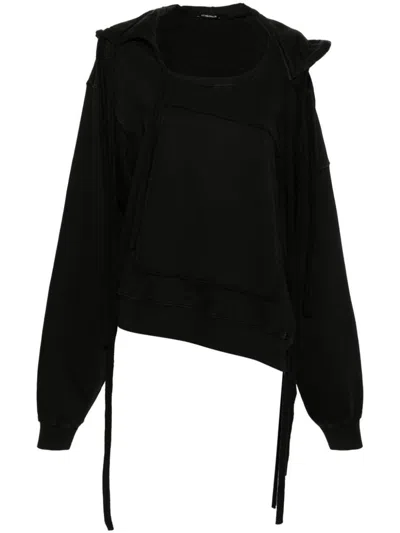 Ottolinger Deconstructed Cotton Hoodie In Black