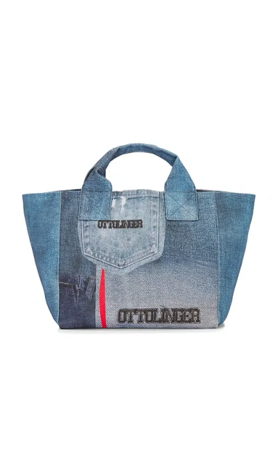 Ottolinger Denim-print Tote Bag In Denim Print