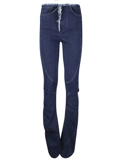 Ottolinger Denim Trousers With Fringed Profile In Blue