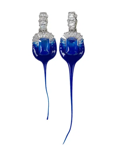 Ottolinger Diamond Dip Ohrclips In Blau