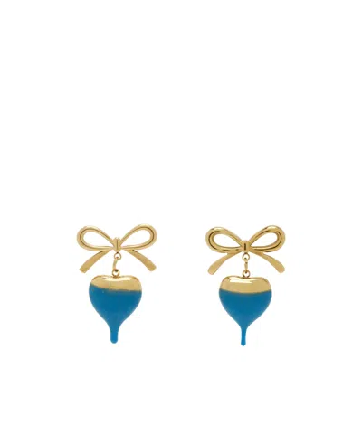 Ottolinger Dipped Bow Heart Earrings In Brown