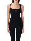 Ottolinger Ribbed Black Tank Top With Asymmetric Straps