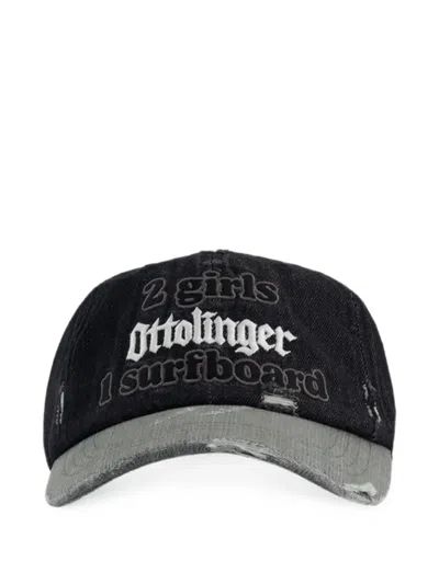 Ottolinger Distressed Slogan-print Baseball Cap In Black