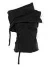 Ottolinger Draped-collar Denim Blouse In Black