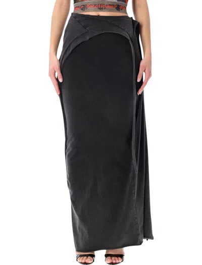 Ottolinger Draped Max Skirt With Front Slit - Fitted Shape In Washed Black
