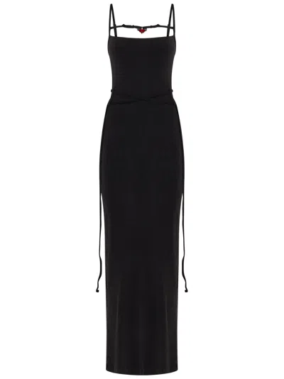 Ottolinger Cut-out Ribbed-knit Dress In Nero