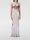 Ottolinger Cowl Neck Mesh Printed Maxi Dress With Sheer Details In Bunt