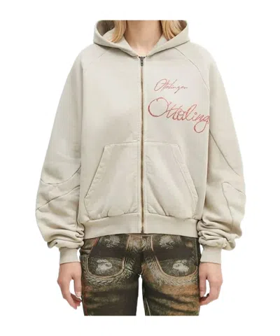 Ottolinger Embroidered Zip-up Hoodie In Neutral