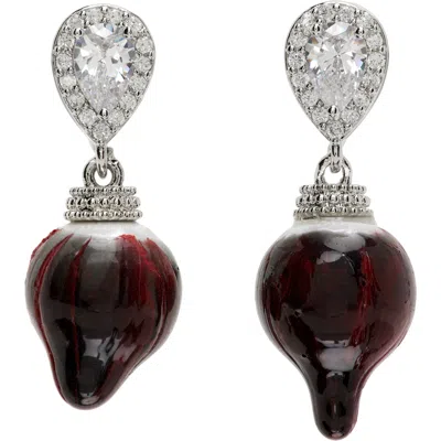 Ottolinger Faux-pearl Drop Earrings In Slvblk Silver-black