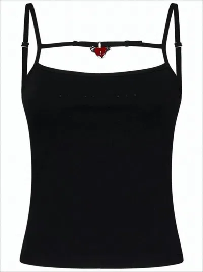 Ottolinger Fitted Sleeveless Top With Decorative Neckline Detail In Black