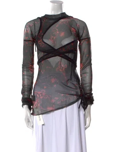 Pre-owned Ottolinger Floral Print Cowl Neck Blouse In Multi