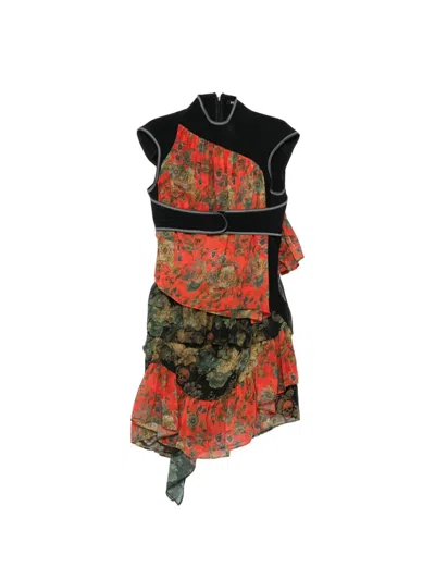 Ottolinger Floral-print Ruffled Dress In Black