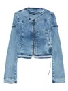 Ottolinger Frayed Denim Jacket In Blue