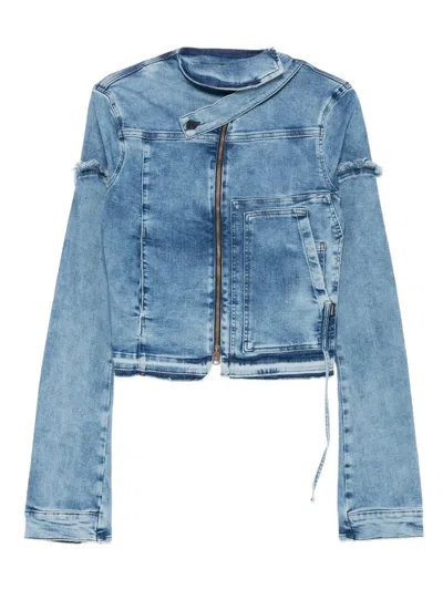 Ottolinger Frayed Denim Jacket In Blue