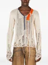 Ottolinger Frayed Open-knit Sweater In Multi