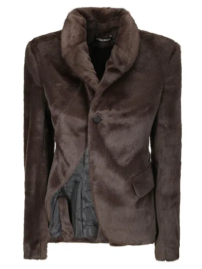 Ottolinger Furry Deconstructed Blazer In Dark Brown