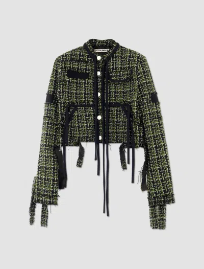 Ottolinger Giacca Deconstructed Tweed In Green-black