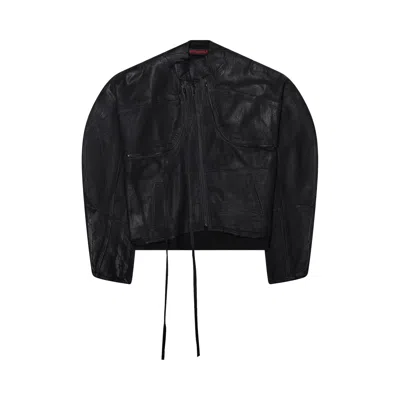 Pre-owned Ottolinger Glazed Denim Zip Jacket 'black' | Women's Size S