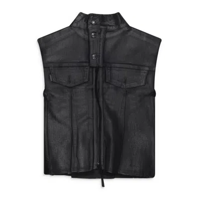 Ottolinger Glazed Denim Zip Top Black In Multi